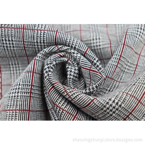 Red Checkered Jacquard Fabric In Black And White